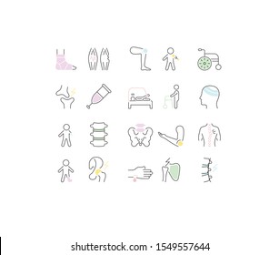 Set of vector line icons of traumatology for modern concepts, web and apps.