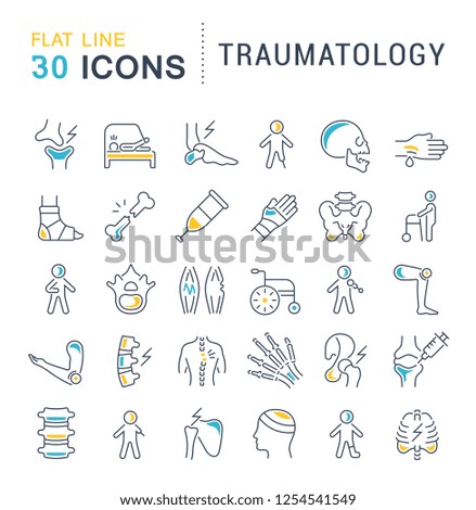 Set of vector line icons of traumatology for modern concepts, web and apps.