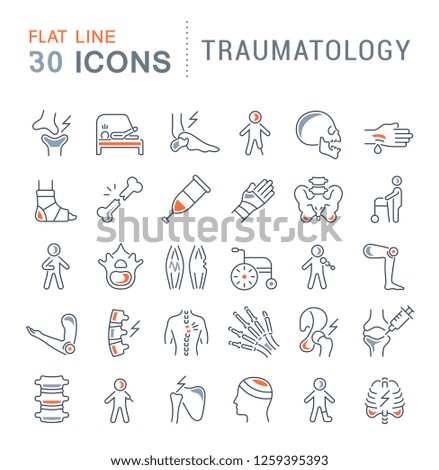 Set of vector line icons of traumatology for modern concepts, web and apps.