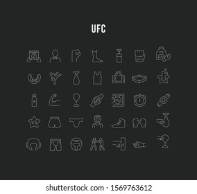 Set of vector line icons of ufc for modern concepts, web and apps. 