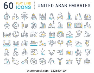 Set of vector line icons of United Arab Emirates for modern concepts, web and apps.