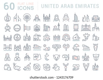 Set of vector line icons of United Arab Emirates for modern concepts, web and apps.