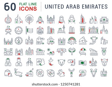 Set of vector line icons of United Arab Emirates for modern concepts, web and apps.