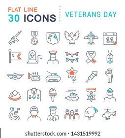 Set of vector line icons of veterans day for modern concepts, web and apps. Set of vector line icons of veterans day for modern concepts, web and apps.
