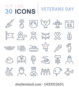 Set of vector line icons of veterans day for modern concepts, web and apps.