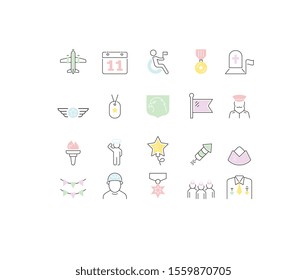 Set of vector line icons of veterans day for modern concepts, web and apps.