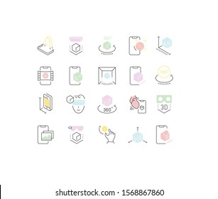 Set of vector line icons of virtual reality for modern concepts, web and apps.