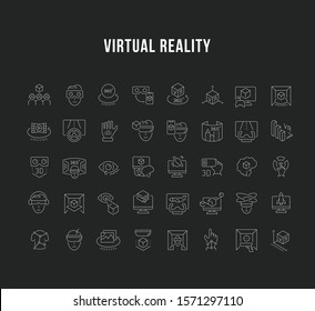 Set of vector line icons of virtual reality for modern concepts, web and apps.