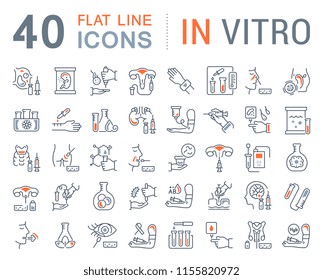 Set of vector line icons of in vitro for modern concepts, web and apps.
