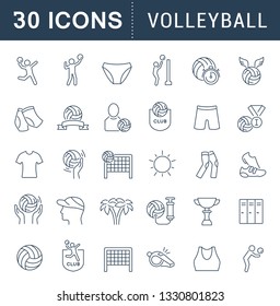 Set of vector line icons of volleyball for modern concepts, web and apps. 