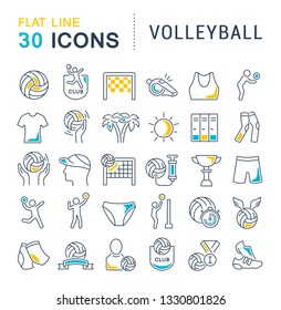 Set of vector line icons of volleyball for modern concepts, web and apps. 