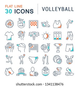 Set of vector line icons of volleyball for modern concepts, web and apps. 