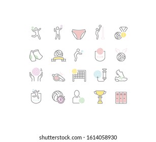 Set of vector line icons of volleyball for modern concepts, web and apps. 