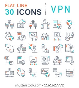 Conjunto de iconos vectoriales de vpn para conceptos modernos, web y aplicaciones.