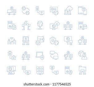 Set of vector line icons of vpn for modern concepts, web and apps.
