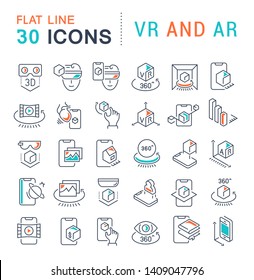 Set of vector line icons of VR and AR for modern concepts, web and apps.