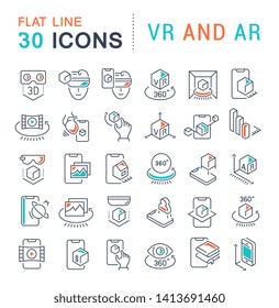 Set of vector line icons of VR and AR for modern concepts, web and apps.