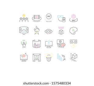 Set of vector line icons of VR and AR for modern concepts, web and apps.