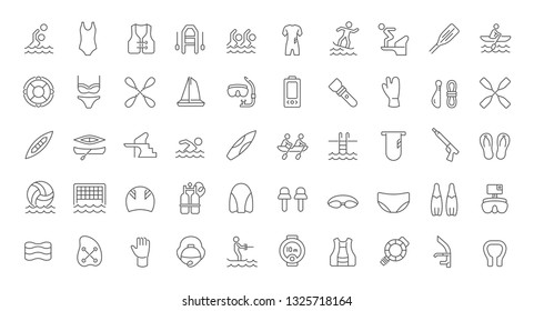 Set of vector line icons of water sport for modern concepts, web and apps. 