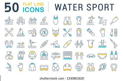 Set of vector line icons of water sport for modern concepts, web and apps. 