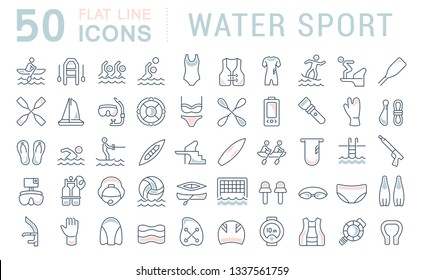 Set of vector line icons of water sport for modern concepts, web and apps. 