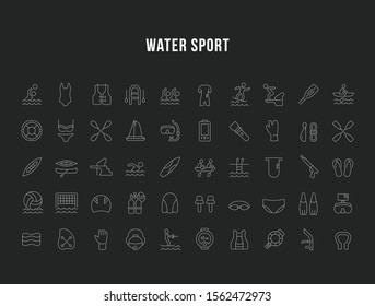 Set of vector line icons of water sport for modern concepts, web and apps. 