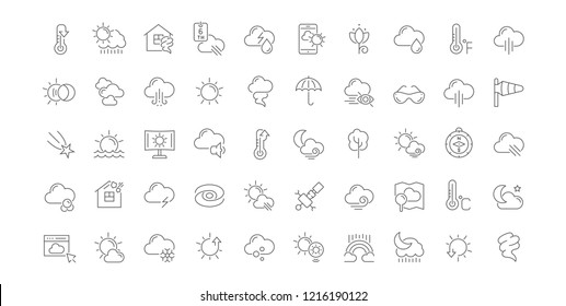 Set of vector line icons of weather for modern concepts, web and apps.