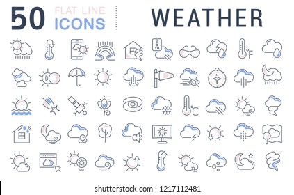 Set of vector line icons of weather for modern concepts, web and apps.