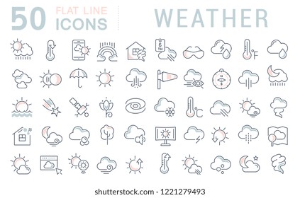 Set of vector line icons of weather for modern concepts, web and apps.