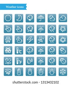 Set of vector line icons of weather for modern concepts, 