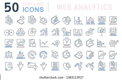 Set of vector line icons of web analytics for modern concepts, web and apps.