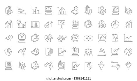 Set of vector line icons of web analytics for modern concepts, web and apps.