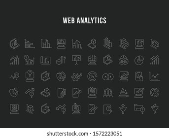 Set of vector line icons of web analytics for modern concepts, web and apps.