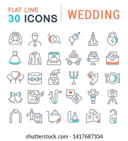 Set of vector line icons of wedding for modern concepts, web and apps.