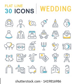 Set of vector line icons of wedding for modern concepts, web and apps.