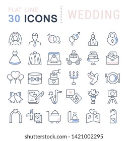 Set of vector line icons of wedding for modern concepts, web and apps.
