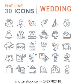 Set of vector line icons of wedding for modern concepts, web and apps.