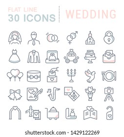 Set of vector line icons of wedding for modern concepts, web and apps.