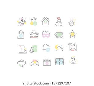 Set of vector line icons of winter for modern concepts, web and apps. 