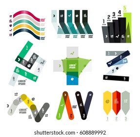 Set of vector line or stripe shaped option infographic design templates, geometrical backgrounds for business or educational presentation