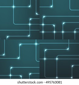 Set vector line techno texture. Abstract light tech background