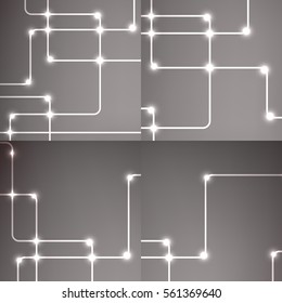 Set vector line techno texture. Abstract light tech background 