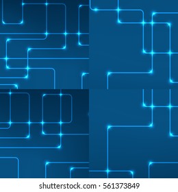 Set vector line techno texture. Abstract light tech background