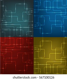 Set vector line techno texture. Abstract light tech background