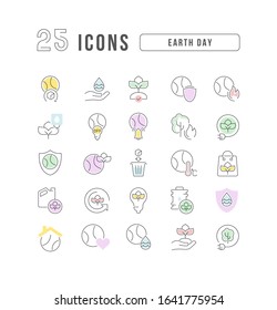 Set vector line thin icons of Earth day in linear design for mobile concepts and web apps. Collection modern infographic pictogram and signs.