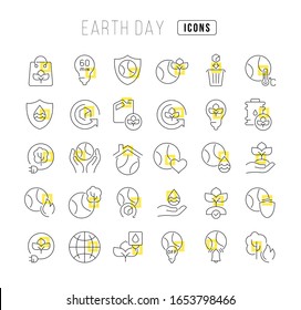 Set vector line thin icons of Earth day in linear design for mobile concepts and web apps. Collection modern infographic pictogram and signs.