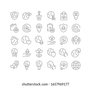 Set vector line thin icons of Earth day in linear design for mobile concepts and web apps. Collection modern infographic pictogram and signs.