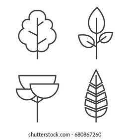 Set of vector line Trees. Forest creative icons
