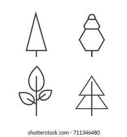 Set of vector line Trees. Forest creative icons