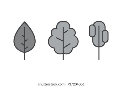 Set of vector line Trees. Forest creative icons